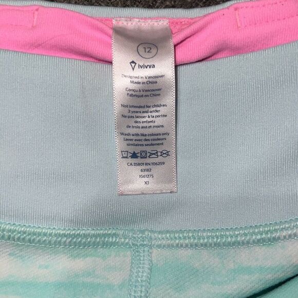Ivivva by Lululemon Girls Cropped Leggings Watercolor Stripes Athletic Sz 12 - Picture 3 of 7